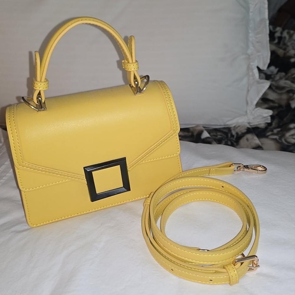 Yellow Handbag with Black Accent - New Without Tags.